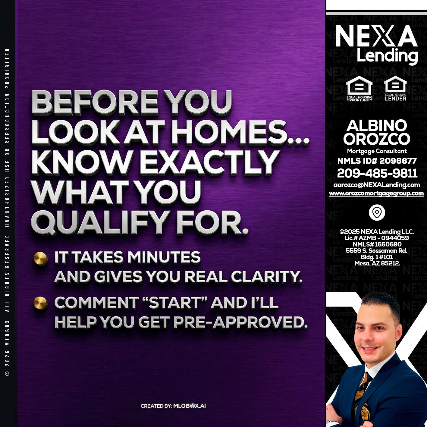 BEFORE YOU - Albino Orozco -Mortgage Consultant