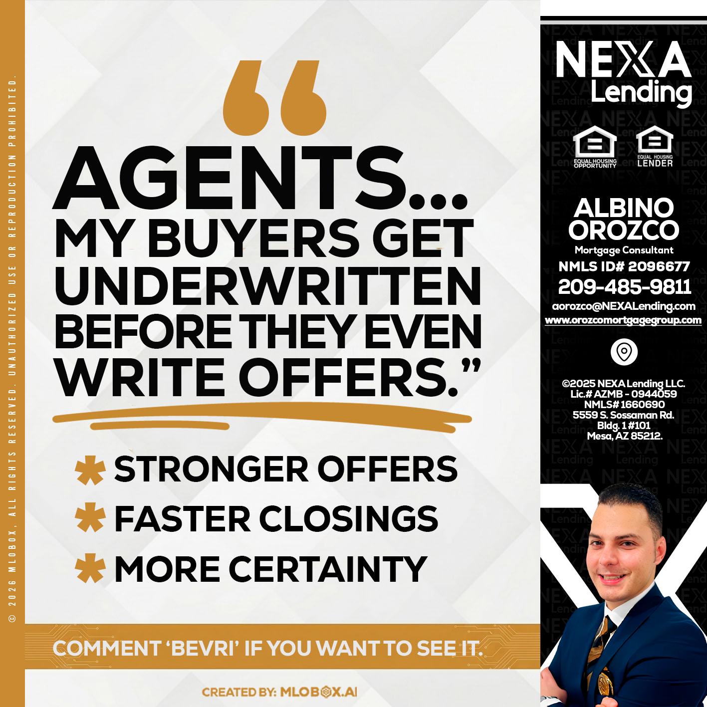 agents - Albino Orozco -Mortgage Consultant