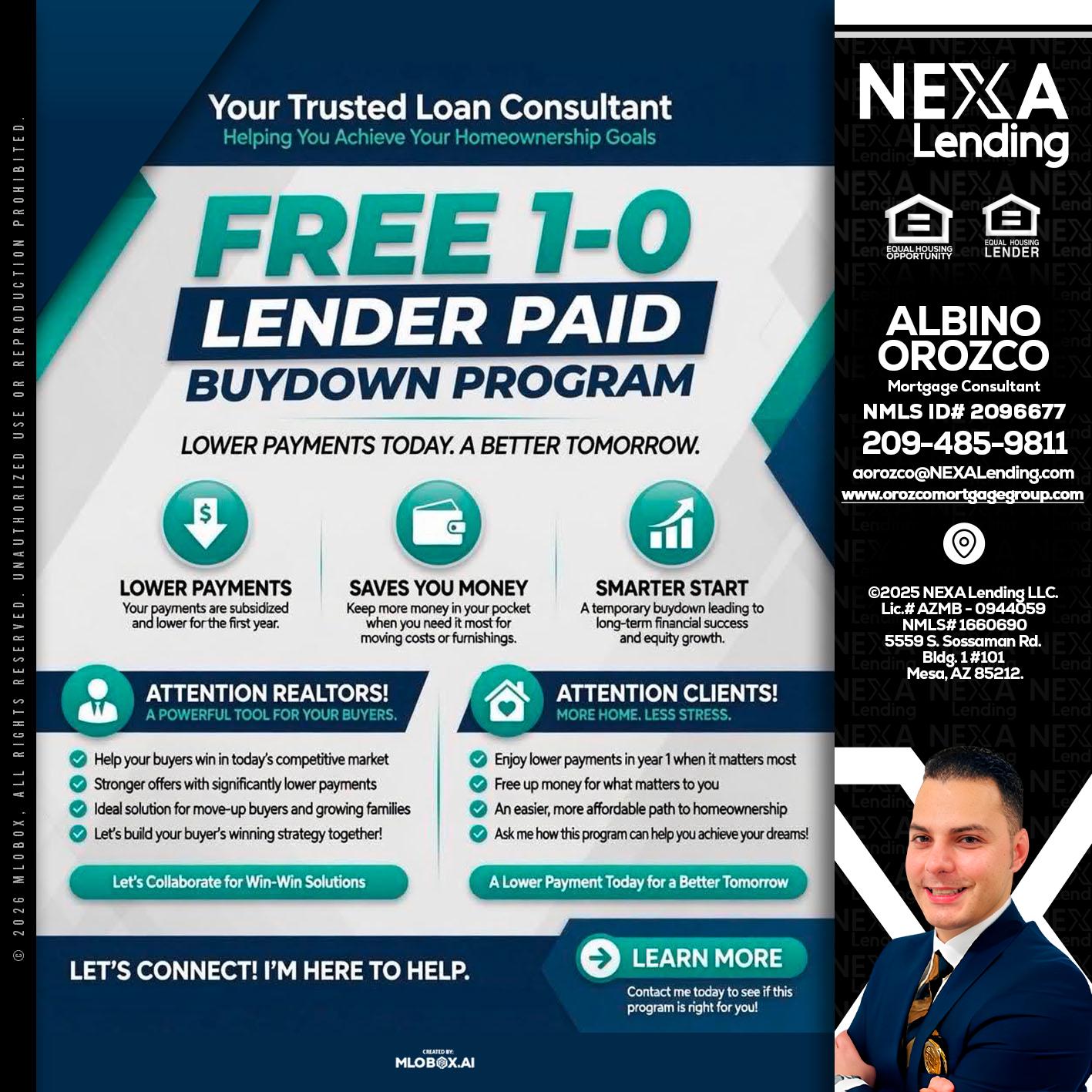 FREE 1-0 - Albino Orozco -Mortgage Consultant