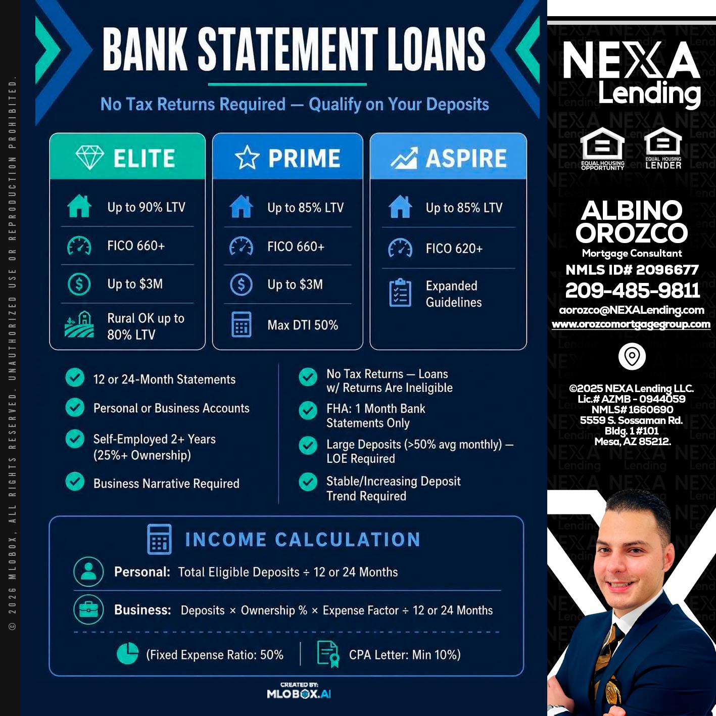 BANK STATEMENT - Albino Orozco -Mortgage Consultant